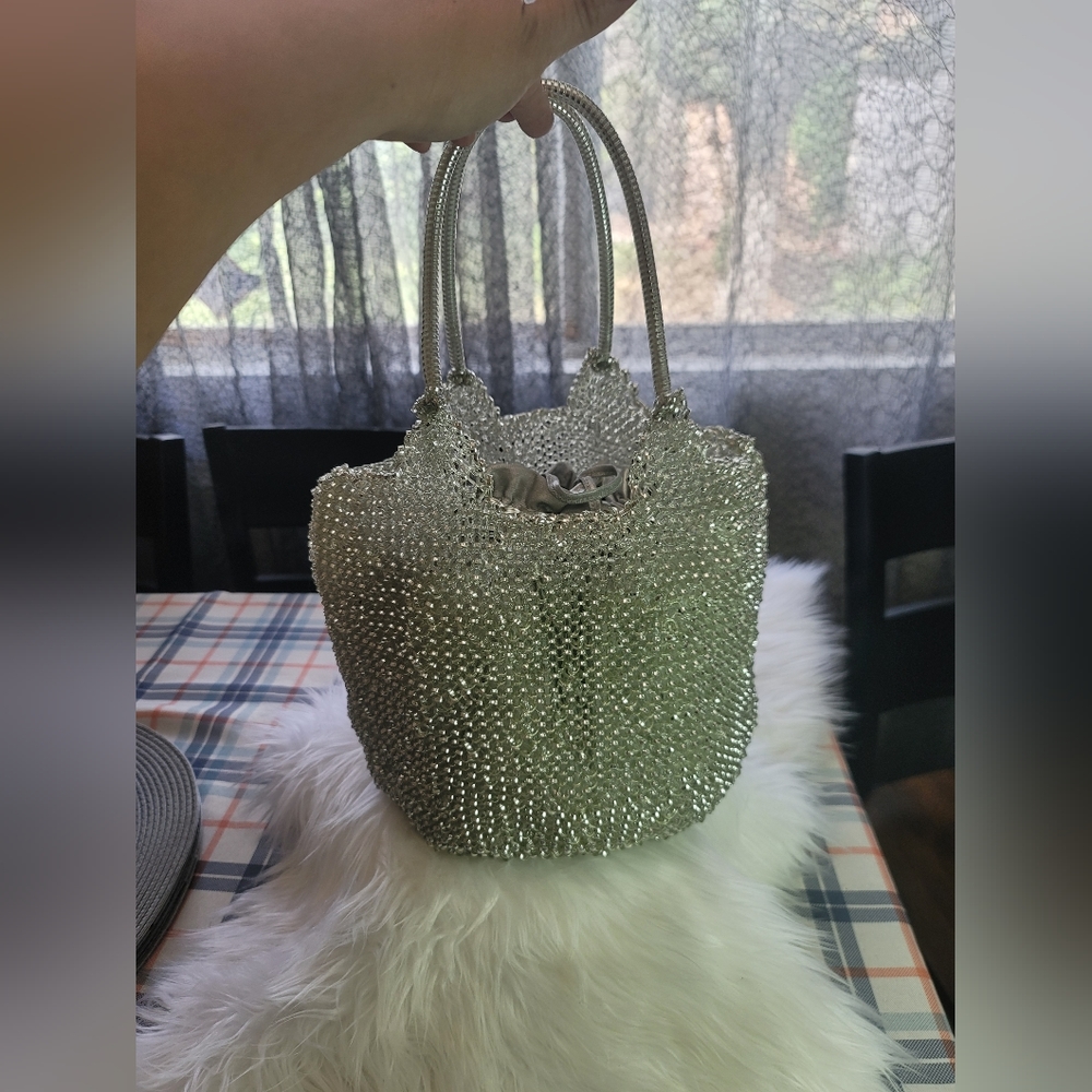 Tomboy wiz Stunning Silver Mesh-PVC Wire Evening Bag - Picture 6 of 11